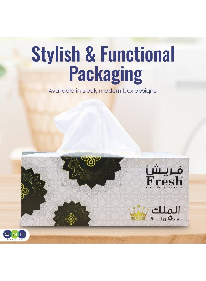SNH Packing علبة مناديل وجه طازجة، عبوة من 5، 500 ورقة × 2 طبقة لكل منها، إجمالي 2500 ورقة - Image 4